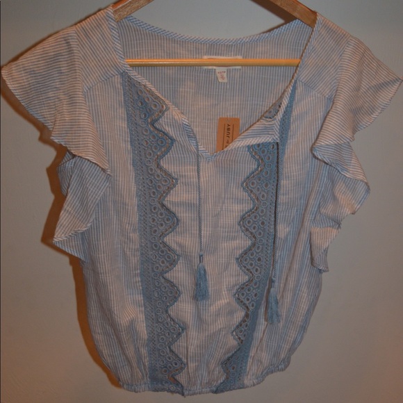 Blue & white pin-stripe blouse - Picture 3 of 3